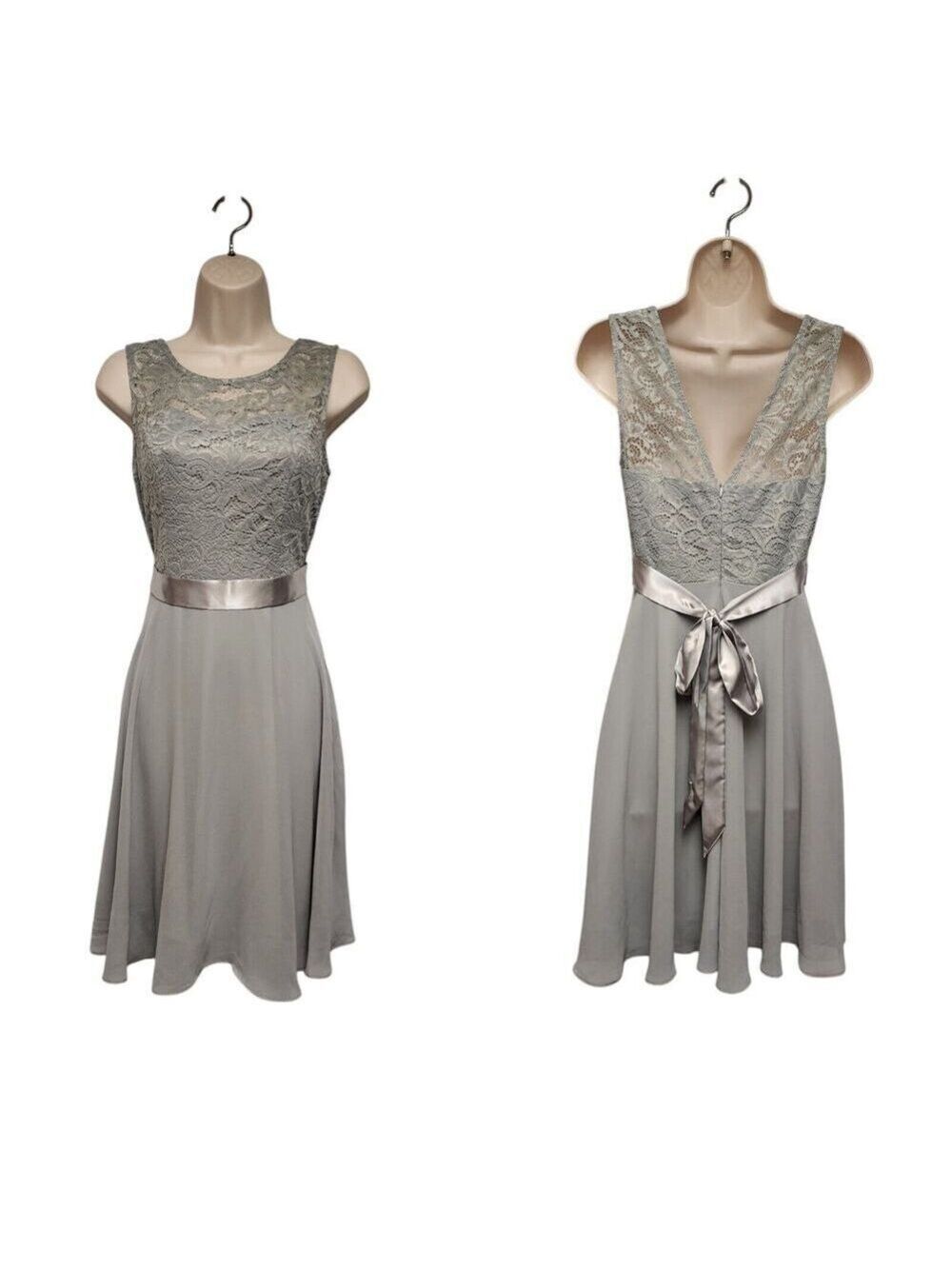 Bery Love Women's Floral Lace Fit & Flare Skater Mini Short Dress Color Gray SM
